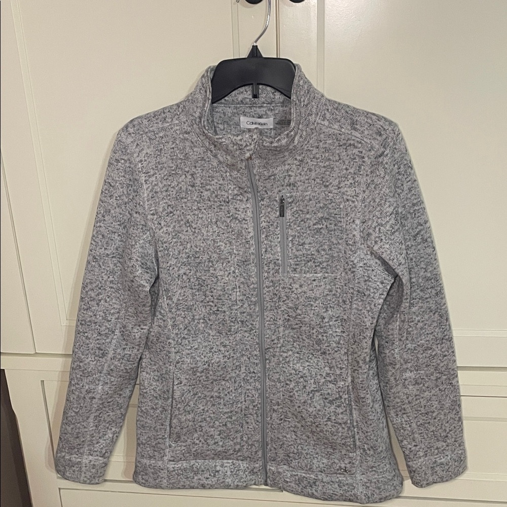 Calvin Klein Sweater/Fleece Heather Gray Front Zipper Jacket Womens Size M